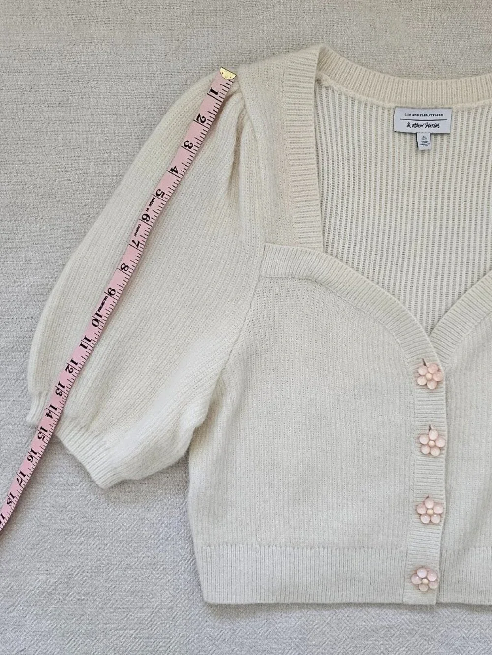 & Other Stories [NWOT] Sweetheart Neck Cardigan w/ Flower Buttons - L - Picture 16 of 16